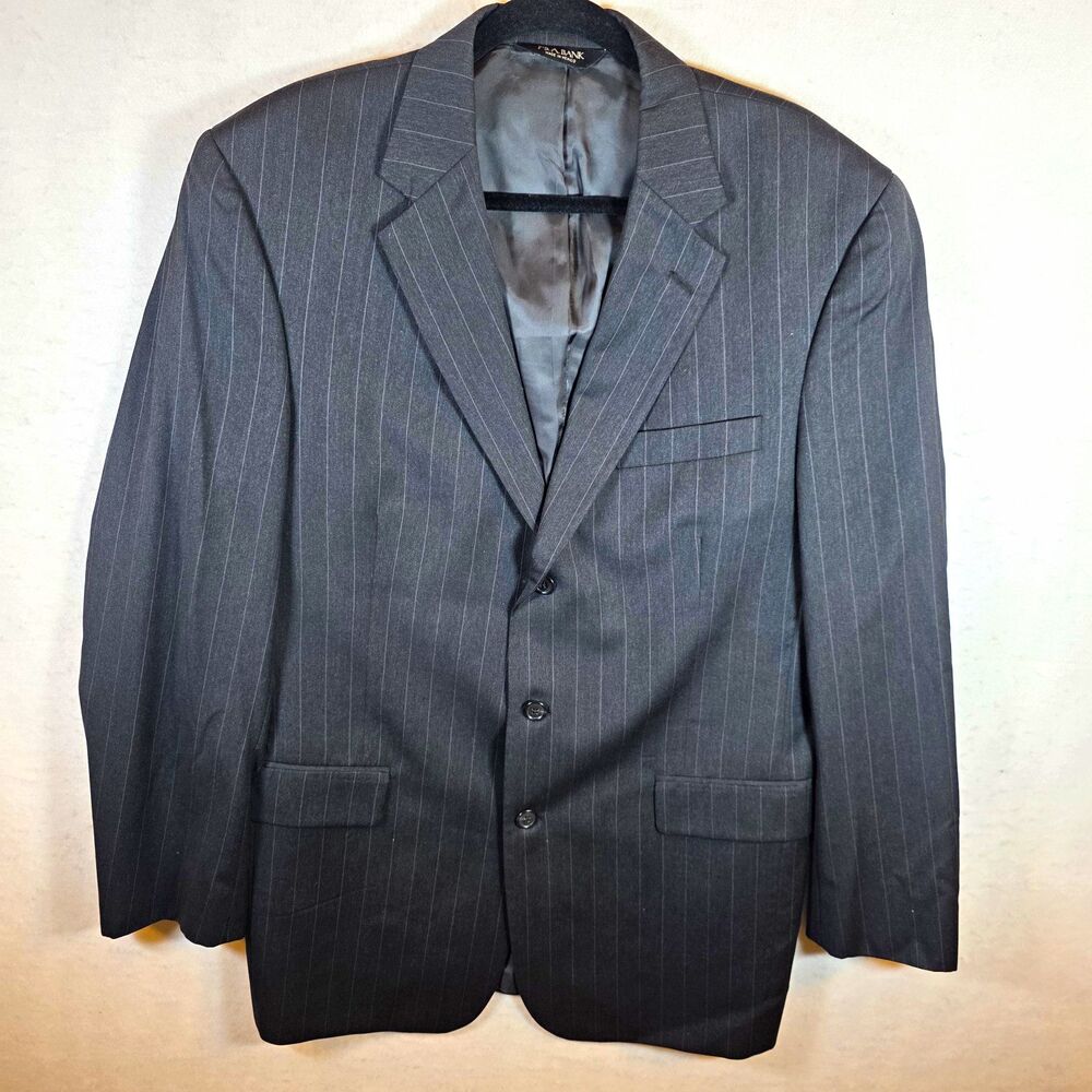 Jos. A. Bank Signature Gray Pinstripe Wool Suit Jacket Classic Fit 43L
